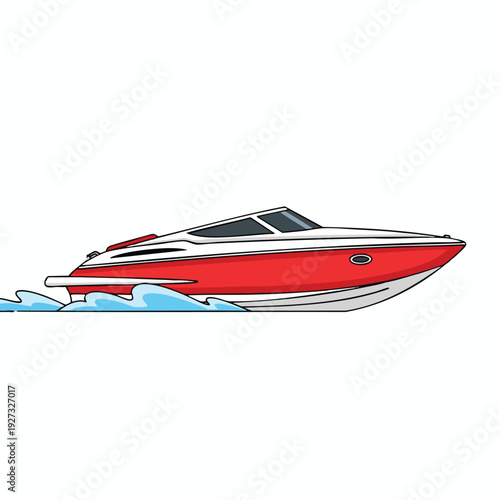 Luxury Speedboat on Open Water with Clear Sky and Gentle Waves