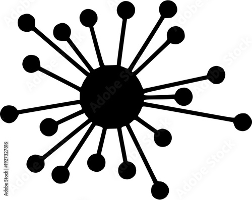 Abstract graphic design of a decentralized network system or an outward burst of interconnected ideas and information flow
