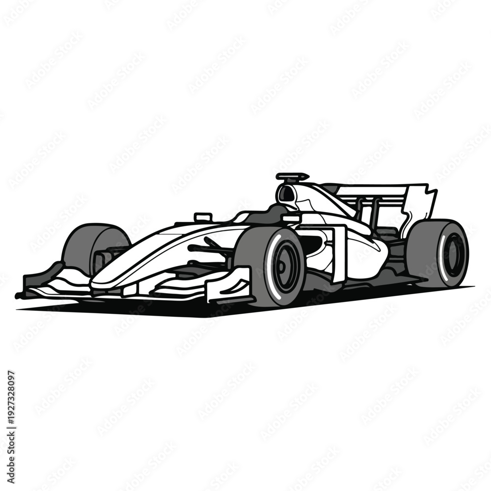 Obraz premium Racing car in motion on a track with a driver on board speeding