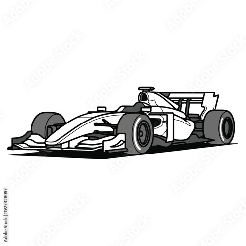 Racing car in motion on a track with a driver on board speeding