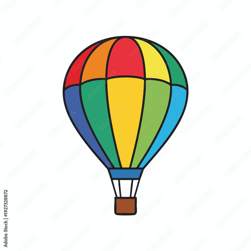 Fototapeta premium Colorful Hot Air Balloon Floating Over Scenic Landscape for Adventure and Travel Themes