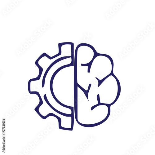 Gear mechanism innovation concept line art minimal design