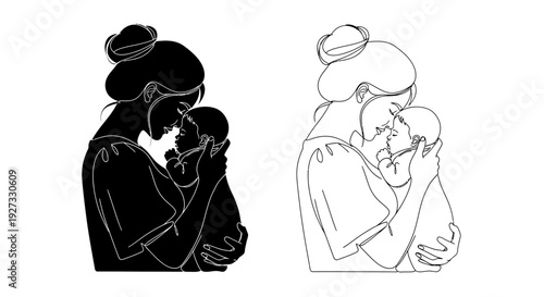 Mother's day love: heartwarming illustration of a mother and child embracing Vector