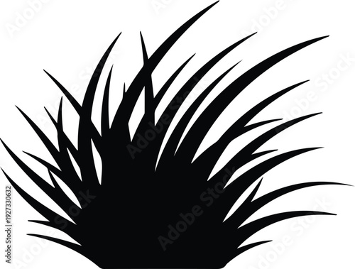 silhouette fresh natural grass blades organic plant border element vector design