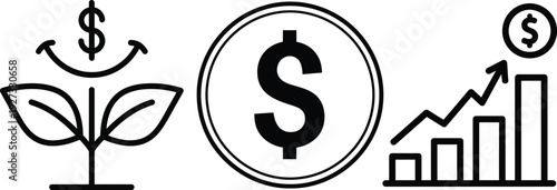 Financial growth and investment icons