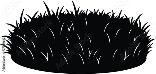 silhouette fresh spring green grass lawn isolated natural detailed vector design