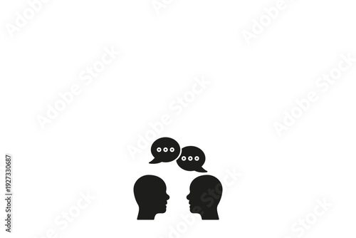 Two People Communicating With Speech Bubbles Solid Icon. Dialogue, Conversation, And Communication Silhouette Symbol. Interaction And Discussion. Isolated Vector Illustration