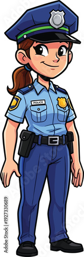 Female cartoon police officer character