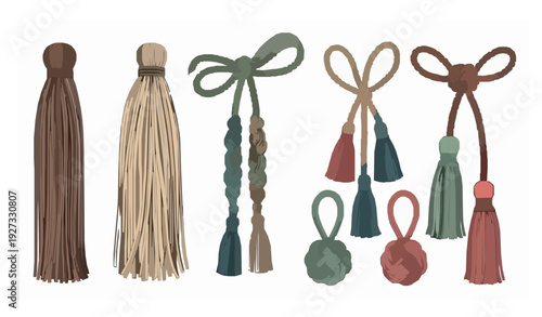 Ornamental Tassels for Clothing Decoration Vector Set