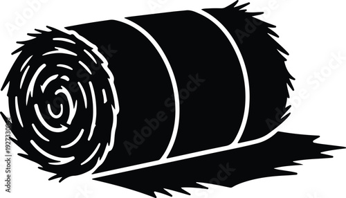 silhouette large rolled hay bale farm agriculture rural harvest object vector design