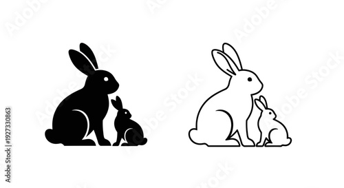 Mother's day rabbit family illustration Vector