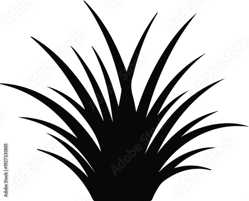 silhouette lush fresh green grass tuft natural field meadow isolated vector design