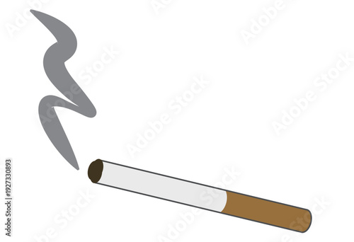 Cigarette and tobacco pack with smoke, flat vector illustration isolated on white background, useful for smoking policy signs, health risk education, quit smoking campaigns, and nicotine concept desig
