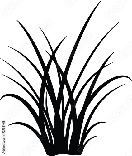 silhouette natural green grass lawn garden plant growth simple vector design