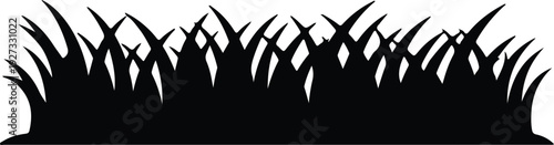 silhouette natural spring green grass border isolated decorative garden element vector design