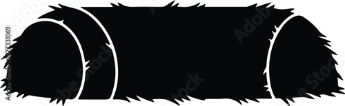 silhouette rolled hay bale agriculture farm harvest natural symbol vector design