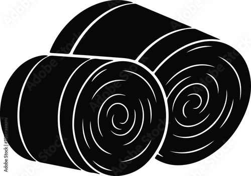 silhouette rolled hay bales agriculture harvest farm season crop vector design