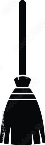 silhouette simple classic broom cleaning tool house keeping illustration vector design