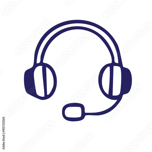 Blue headphones icon isolated on white background vector illustration