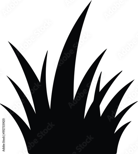 silhouette simple natural green grass bush organic nature growth vector design