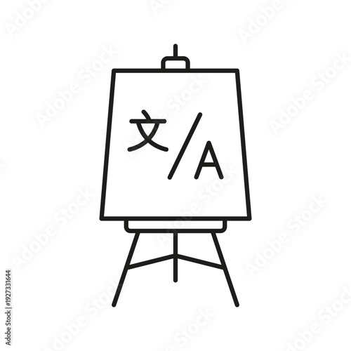 Translation Presentation Board Line Icon. Language Learning And Multilingual Communication Outline Symbol. Educational And Linguistic Training. Editable Stroke. Isolated Vector Illustration