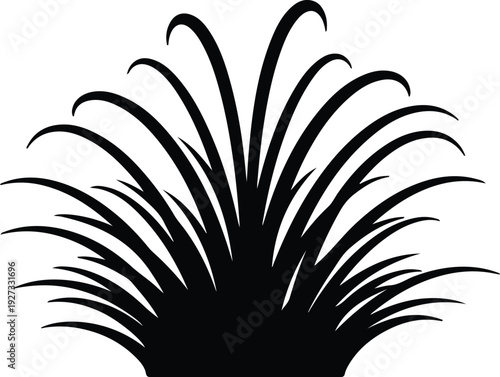 silhouette stylized grass bush plant spring garden nature ornament vector design