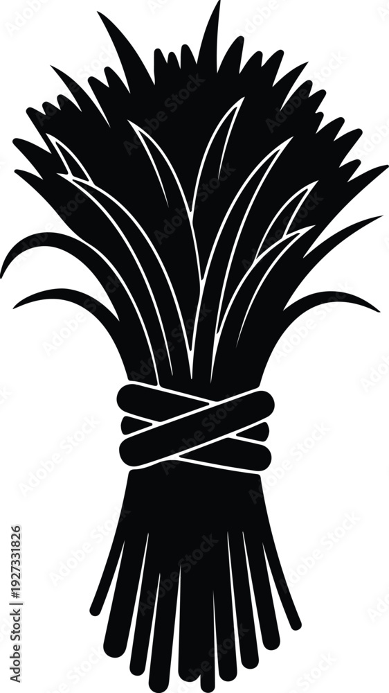 Obraz premium silhouette tied bundle grain harvest agriculture food nature icon vector design