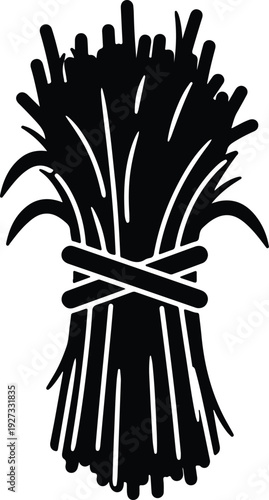 silhouette tied bundle of wheat agriculture harvest farm crop icon vector design