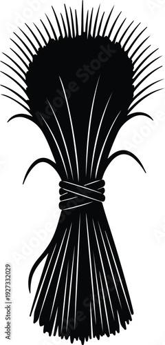 silhouette wheat sheaf farming agriculture harvest food crop nature vector design