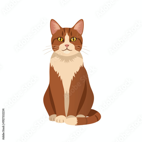 Adorable Sitting Cat Illustration for Creative and Commercial Use