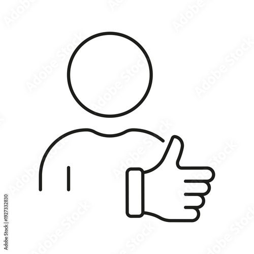 Person Giving Thumbs Up Line Icon. Positive Feedback, Approval, And Satisfaction Outline Symbol. Customer Satisfaction And Social Media Engagement. Editable Stroke. Isolated Vector Illustration