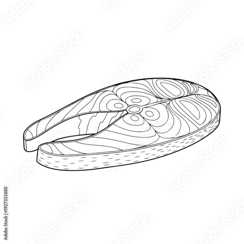 Line art illustration of a sushi maki roll on a plate