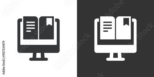 Digital Learning icon. Solid glyph series icon