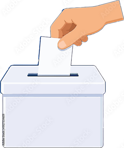 Hand Casting Vote in Ballot Box — Democratic Election Vector Illustration