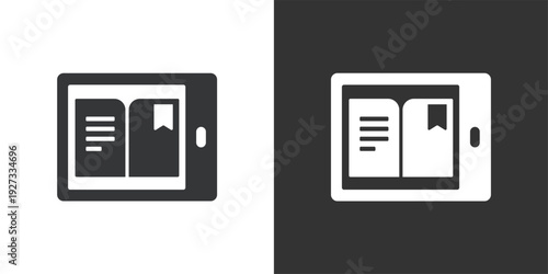 E-Book or Digital Reading icon. Solid glyph series icon