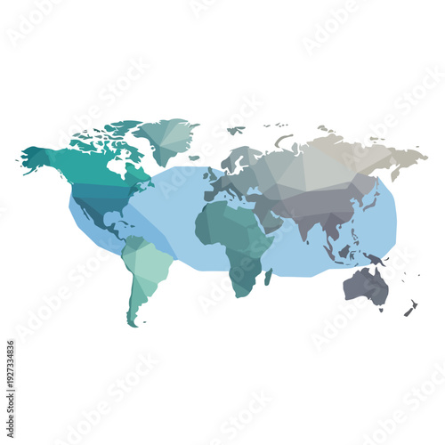 World Map with Colored Continents Illustration 1.