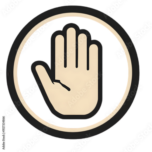 Hand gesture palm facing outward isolated on transparent background.