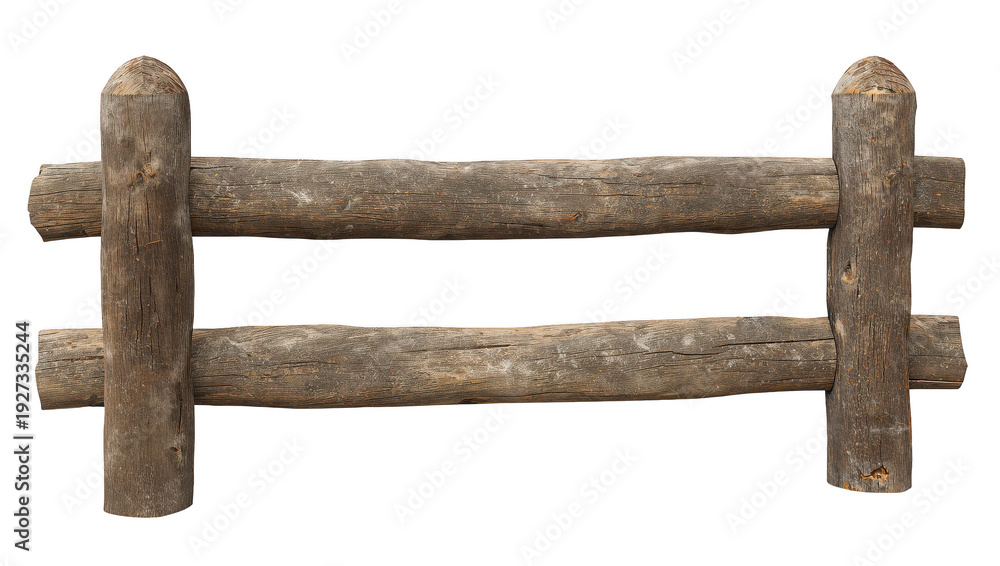 Obraz premium Rustic wooden fence section on black background