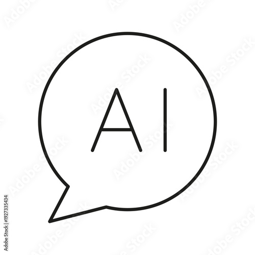 Ai Speech Bubble Line Icon. Artificial Intelligence Communication And Chatbot Interaction Outline Symbol. Conversational Ai And Digital Assistance. Editable Stroke. Isolated Vector Illustration