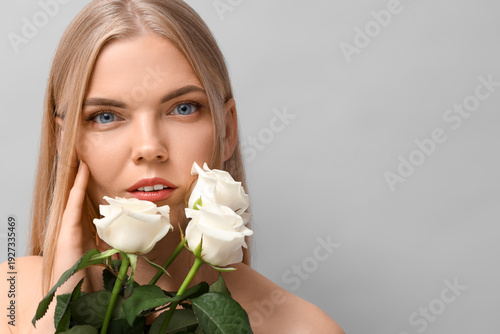 Beautiful blonde woman with...