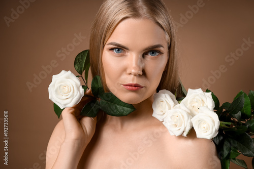 Beautiful blonde woman with...