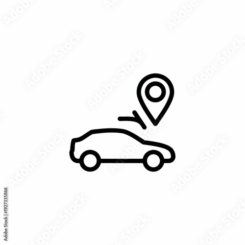 A minimalist car icon with a location marker, symbolizing navigation and travel