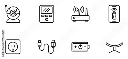 Home security camera providing remote baby monitoring and safety in black and white colors