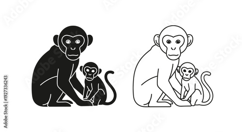 Mother's day: celebrate love and bonding with these heartwarming monkey illustrations Vector