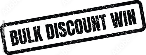 Black grunge stamp text BULK DISCOUNT WIN with distressed texture for special offer advertisements