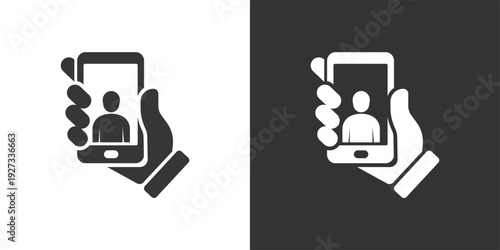 Mobile Video Call icon. Solid glyph series icon
