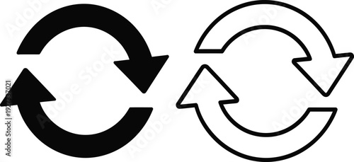 Black and white circular arrow icons for recycling or exchange concepts