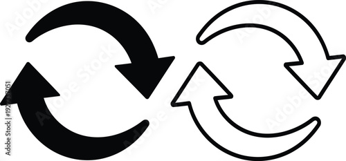 Black and white circular arrows symbolizing exchange and recycling
