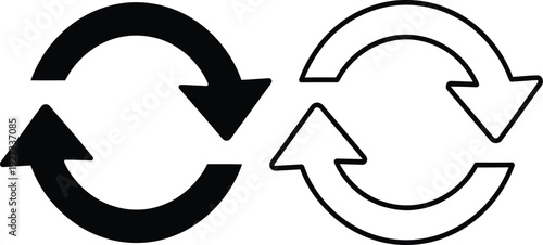 Black and white circular arrows icon with swap or exchange symbol