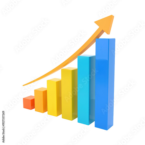 Increasing trend graph with colorful bars and arrow Free Download Increasing trend graph with colorful bars and arrow - GFXLoad